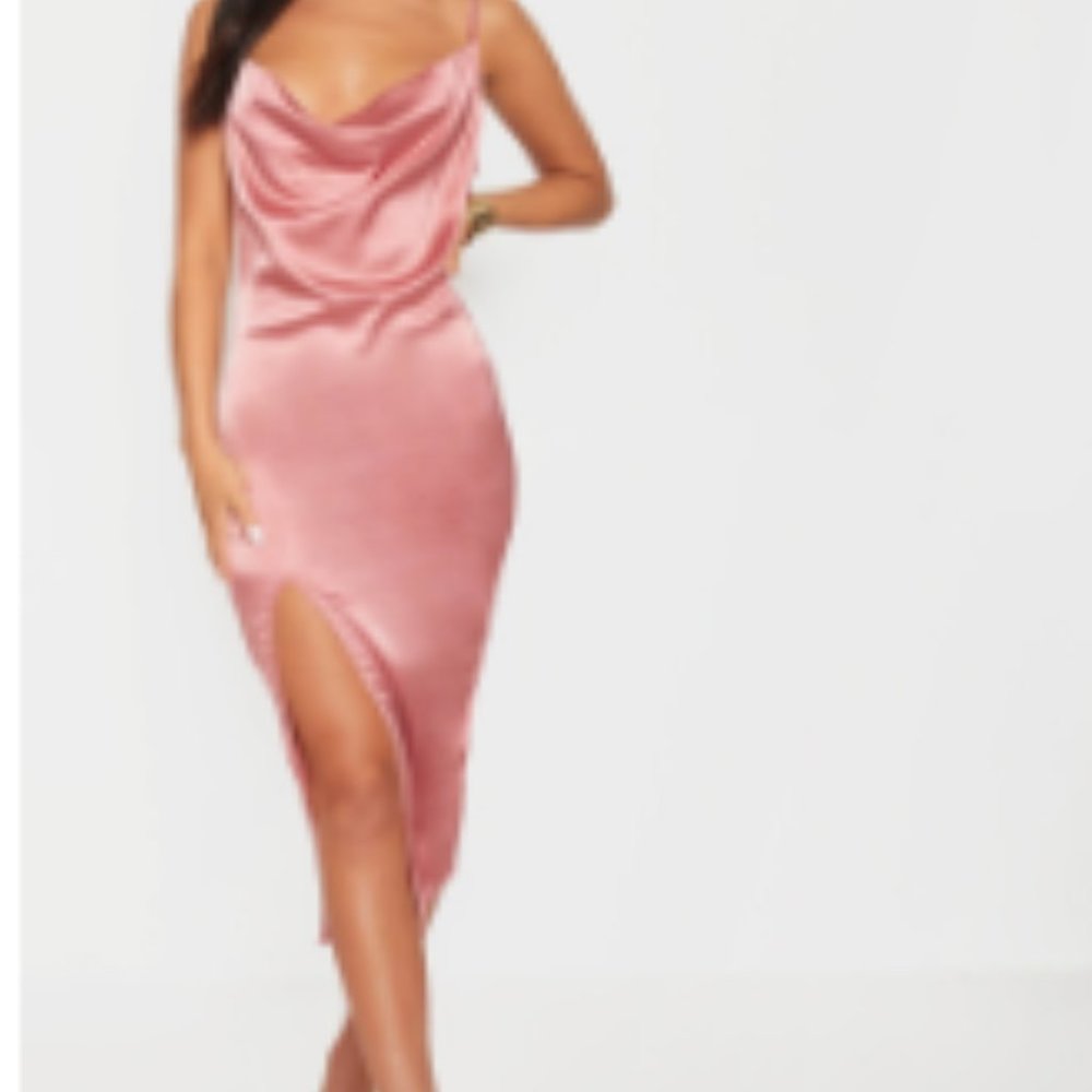 PLT Satin Slip Wedding Guest Dress